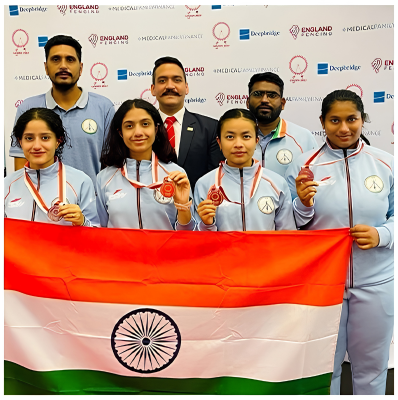 Indian team with national flag